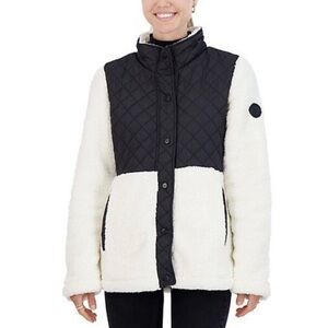 Madden Girl Black and Cream Quilted Teddy Jacket🤍🌷✨